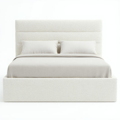 Benny Gas Lift Storage Bed Frame (Ivory White Boucle Fabric)