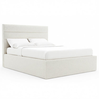 Benny Gas Lift Storage Bed Frame (Ivory White Boucle Fabric)