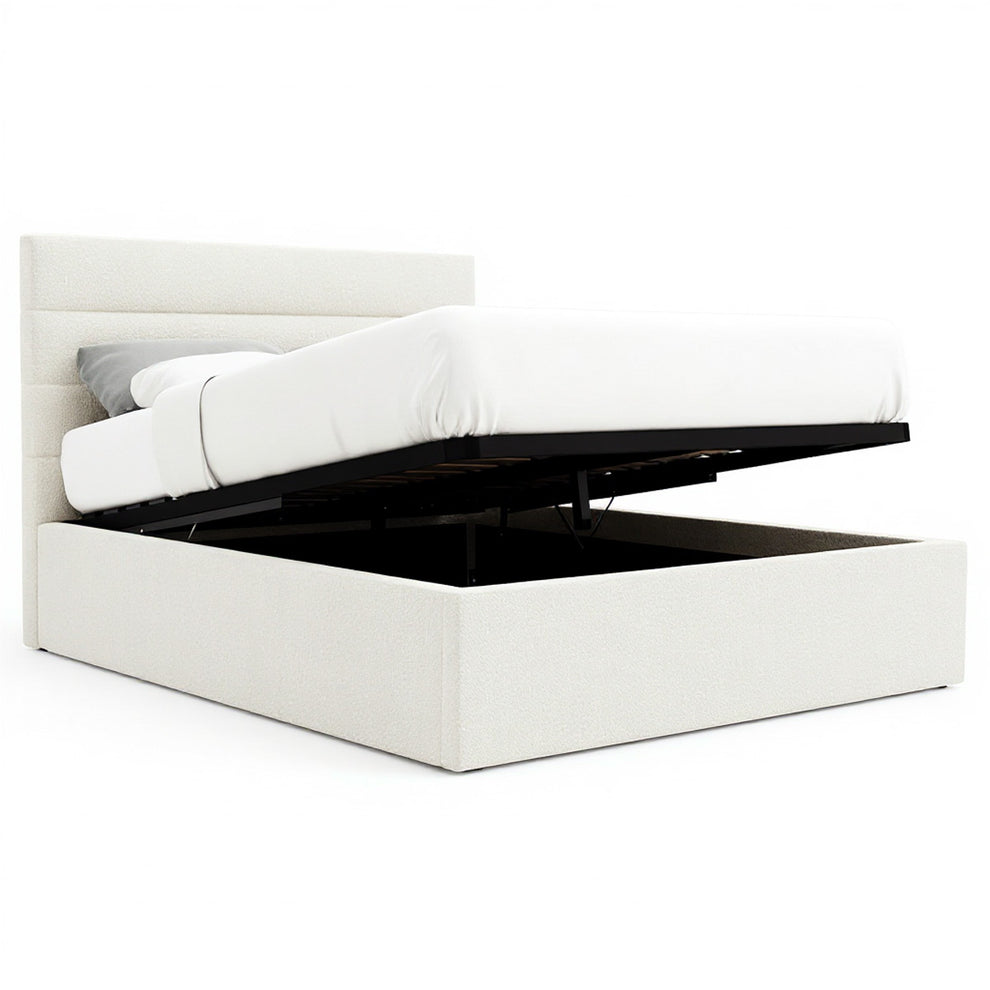 Benny Gas Lift Storage Bed Frame (Ivory White Boucle Fabric) Tommy Swiss — free download