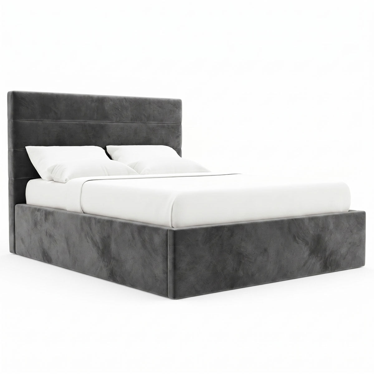 Benny Gas Lift Storage Bed Frame (Fossil Grey Velvet Fabric)