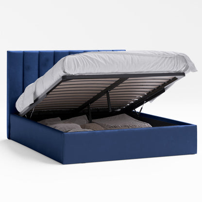 Celine Gas Lift Storage Bed Frame (Navy Blue Velvet)