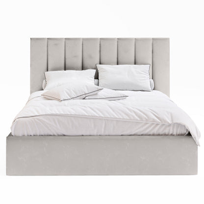 Celine Gas Lift Storage Bed Frame (Taupe White Velvet)