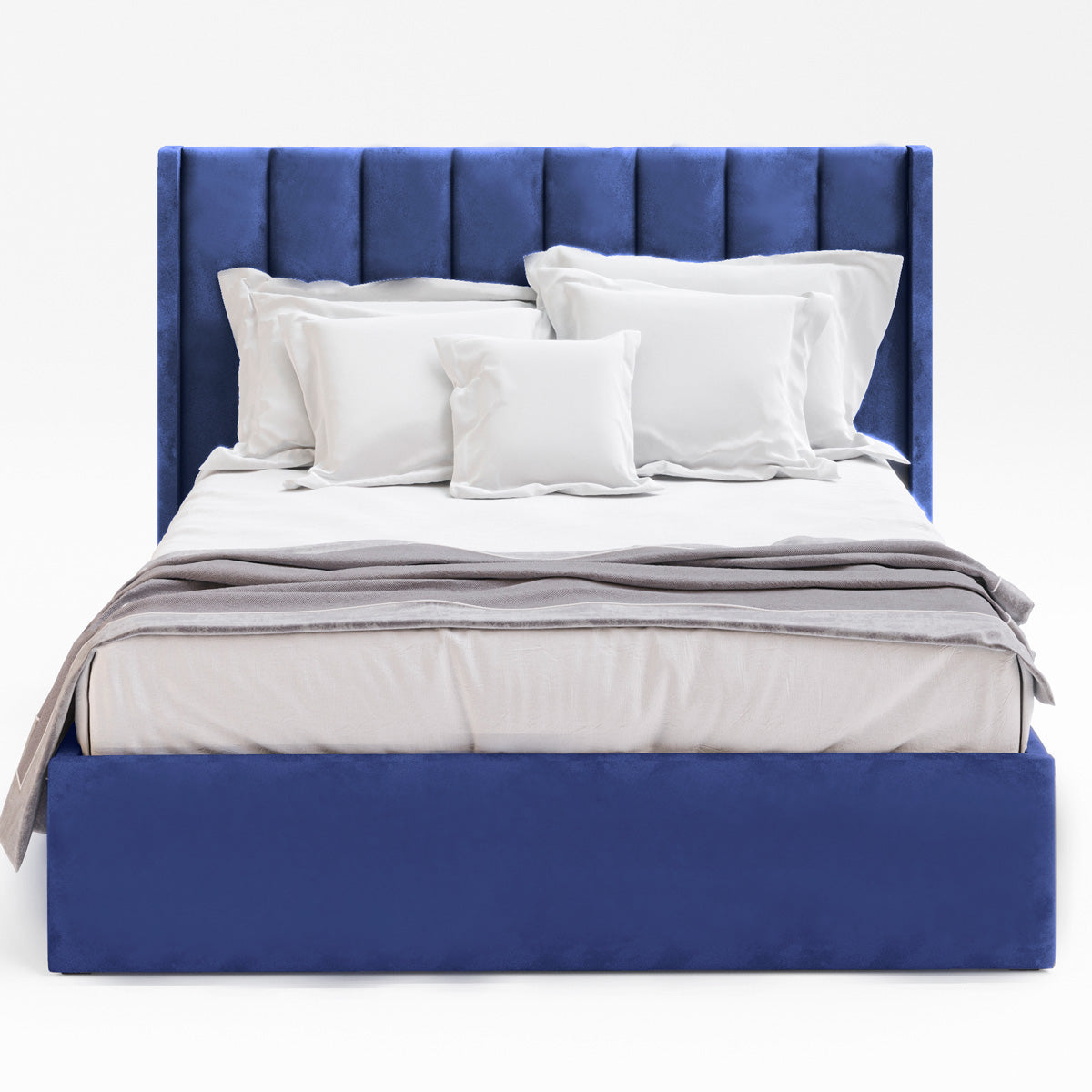 Emilie Gas Lift Storage Wing Bed Frame (Navy Blue Velvet)