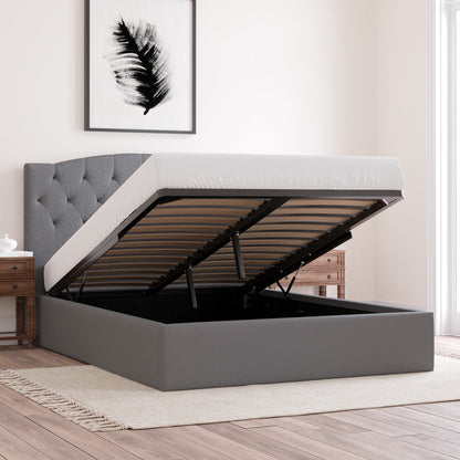 Charlotte Gas Lift Storage Curved Bed Frame (Charcoal Fabric)