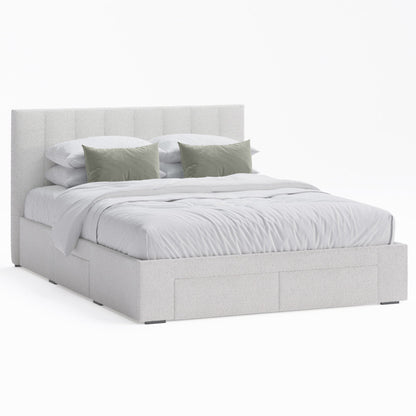 Ormond Storage Bed Frame with Four Extra Large Drawers (Ivory White Boucle Fabric)