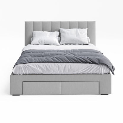 Ormond Storage Bed Frame with Four Extra Large Drawers (Grey Fabric)