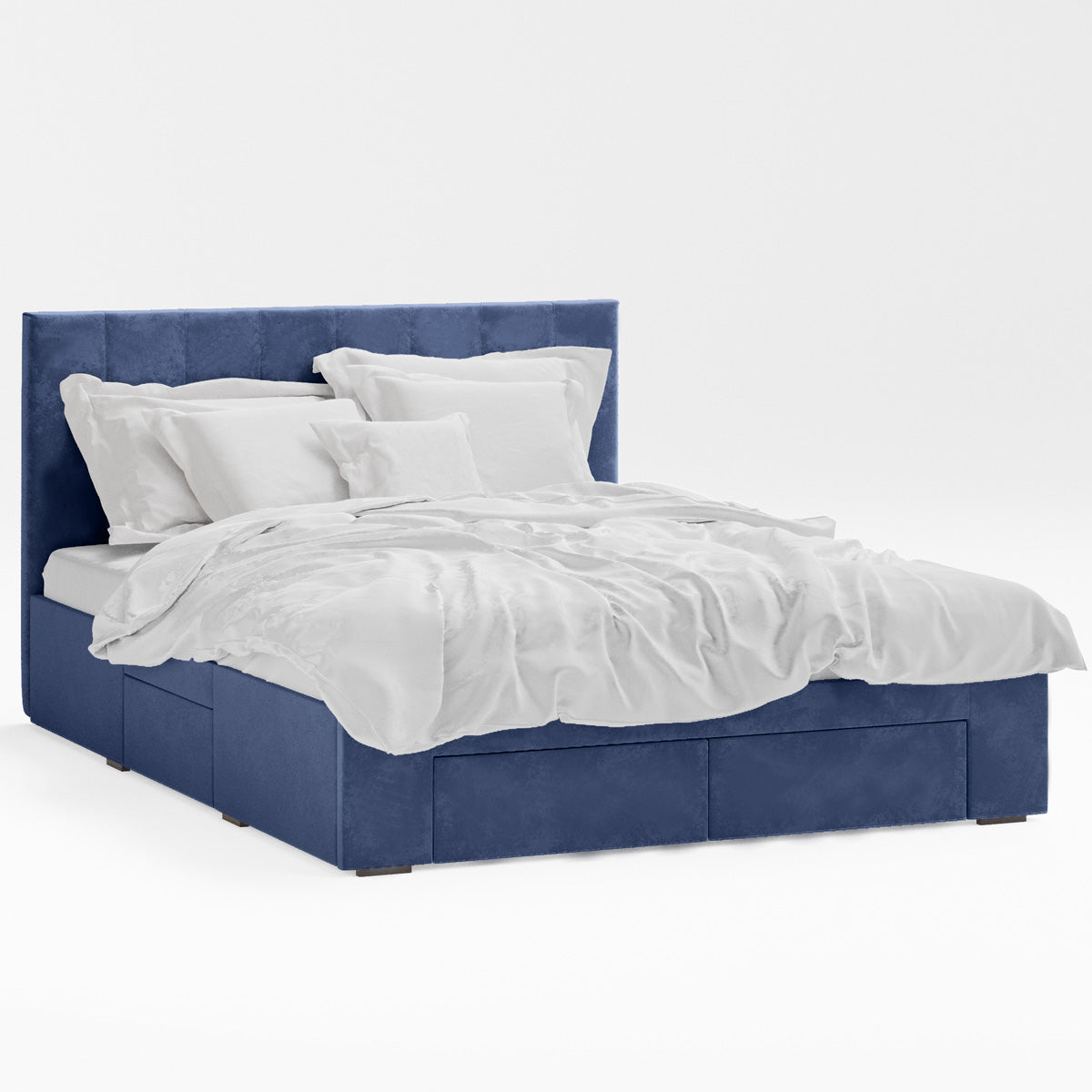 Ormond Bed Frame with Four Extra Large Drawers (Navy Blue Velvet)