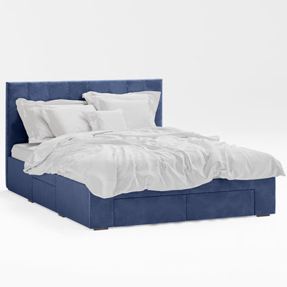 Ormond Bed Frame with Four Extra Large Drawers (Navy Blue Velvet)