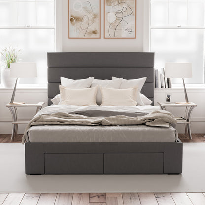 Benny Bed Frame with Four Storage Drawers (Charcoal Fabric)