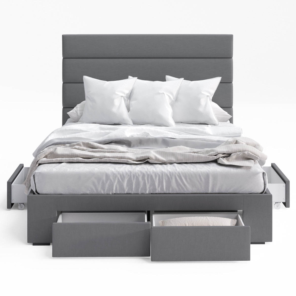 Benny Bed Frame with Four Storage Drawers (Charcoal Fabric)