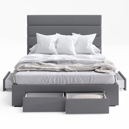 Benny Bed Frame with Four Storage Drawers (Charcoal Fabric)