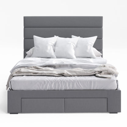 Benny Bed Frame with Four Storage Drawers (Charcoal Fabric)