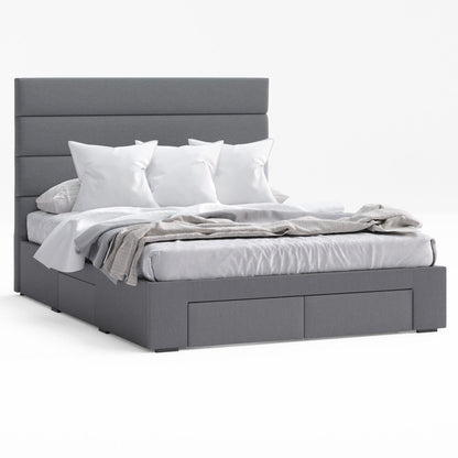 Benny Bed Frame with Four Storage Drawers (Charcoal Fabric)