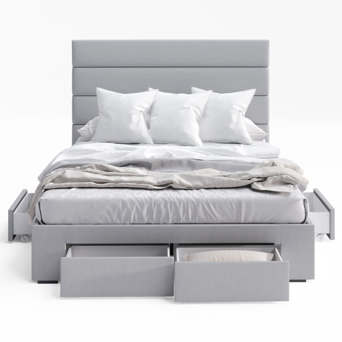 Benny Bed Frame with Four Storage Drawers (Grey Fabric)