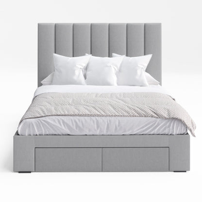 Celine Bed Frame with Four Storage Drawers (Grey Fabric)