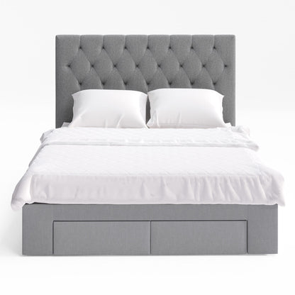 Fenwick Bed Frame with Four Storage Drawers (Charcoal Fabric)