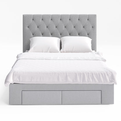 Fenwick Bed Frame with Four Storage Drawers (Grey Fabric)