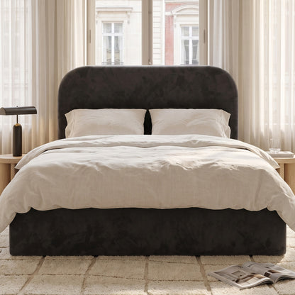 Pablo Upholstered Bed Frame (Fossil Grey Velvet Fabric)