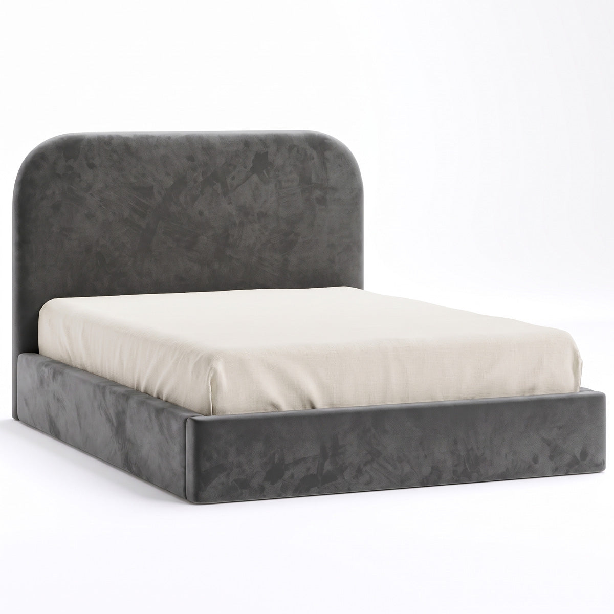 Pablo Upholstered Bed Frame (Fossil Grey Velvet Fabric)