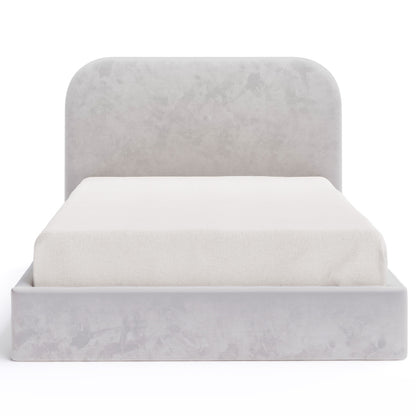 Pablo Upholstered Bed Frame (Taupe White Velvet Fabric)