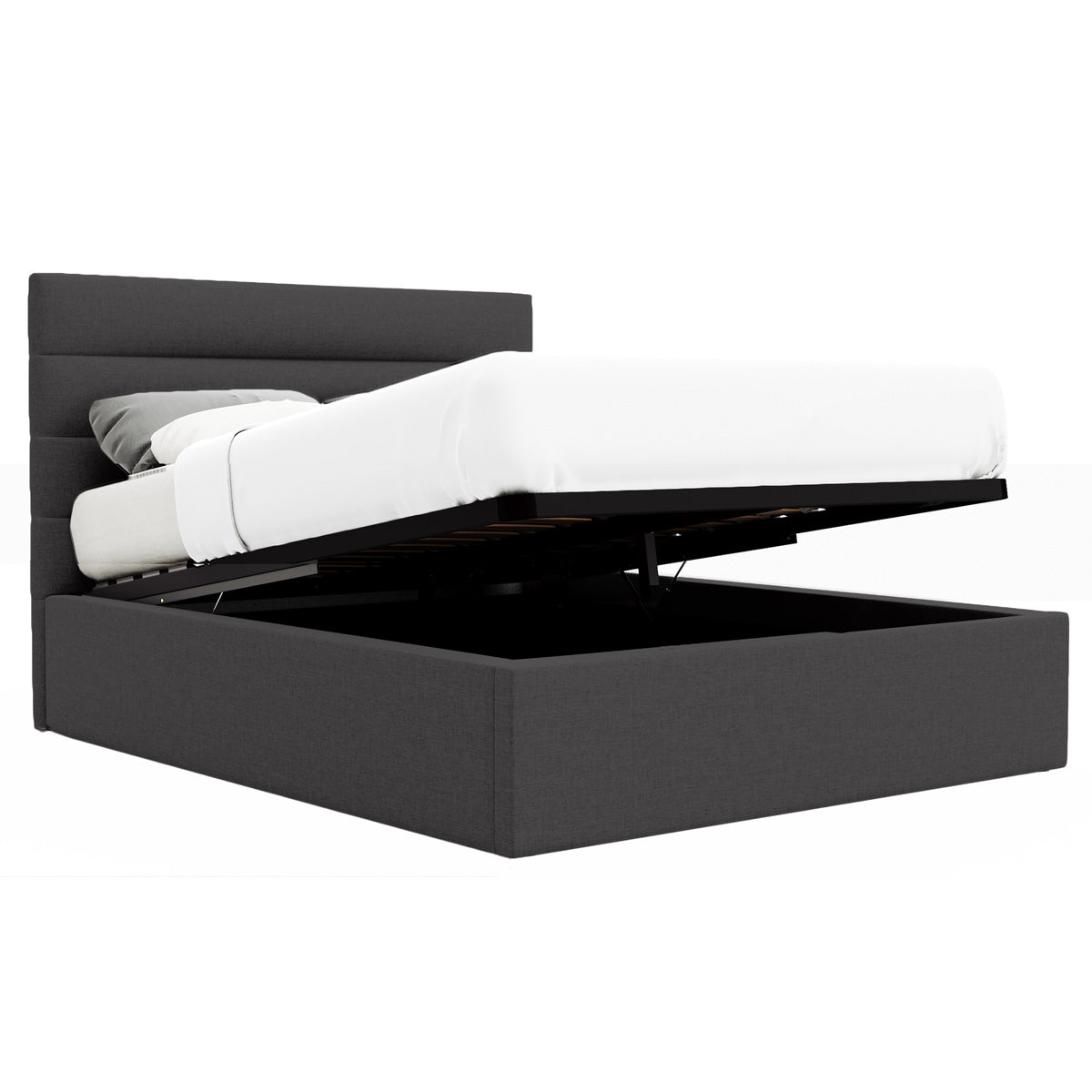 Benny Gas Lift Storage Bed Frame (Charcoal Fabric) Tommy Swiss — free download