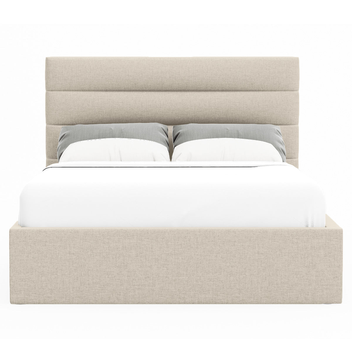 Benny Gas Lift Storage Bed Frame (Natural Beige Fabric)