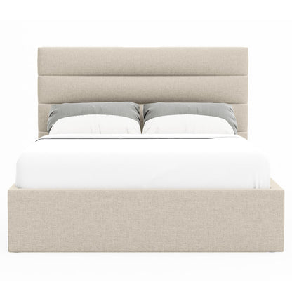 Benny Gas Lift Storage Bed Frame (Natural Beige Fabric)