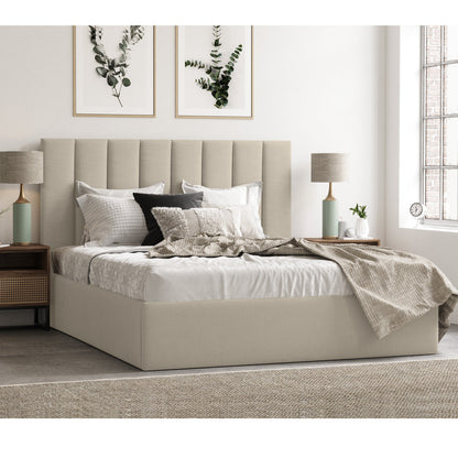 Celine Gas Lift Storage Bed Frame (Natural Beige Fabric)