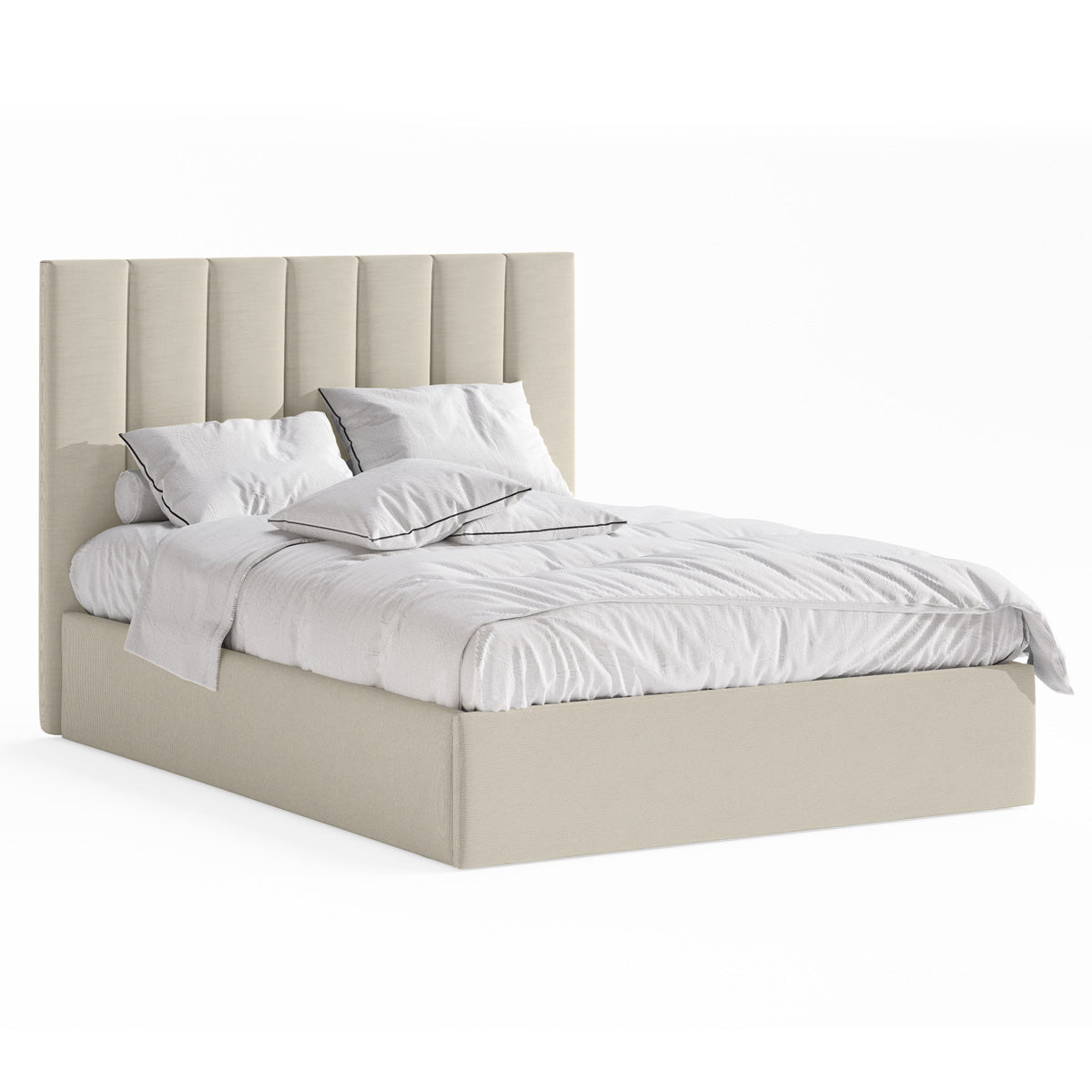 Celine Gas Lift Storage Bed Frame (Natural Beige Fabric)