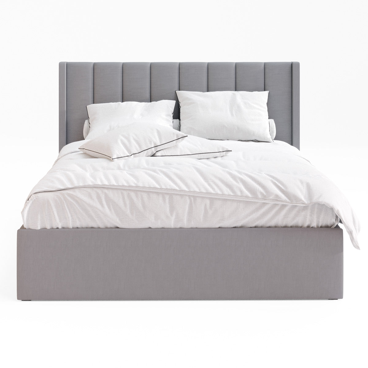 Emilie Gas Lift Storage Wing Bed Frame (Grey Fabric)