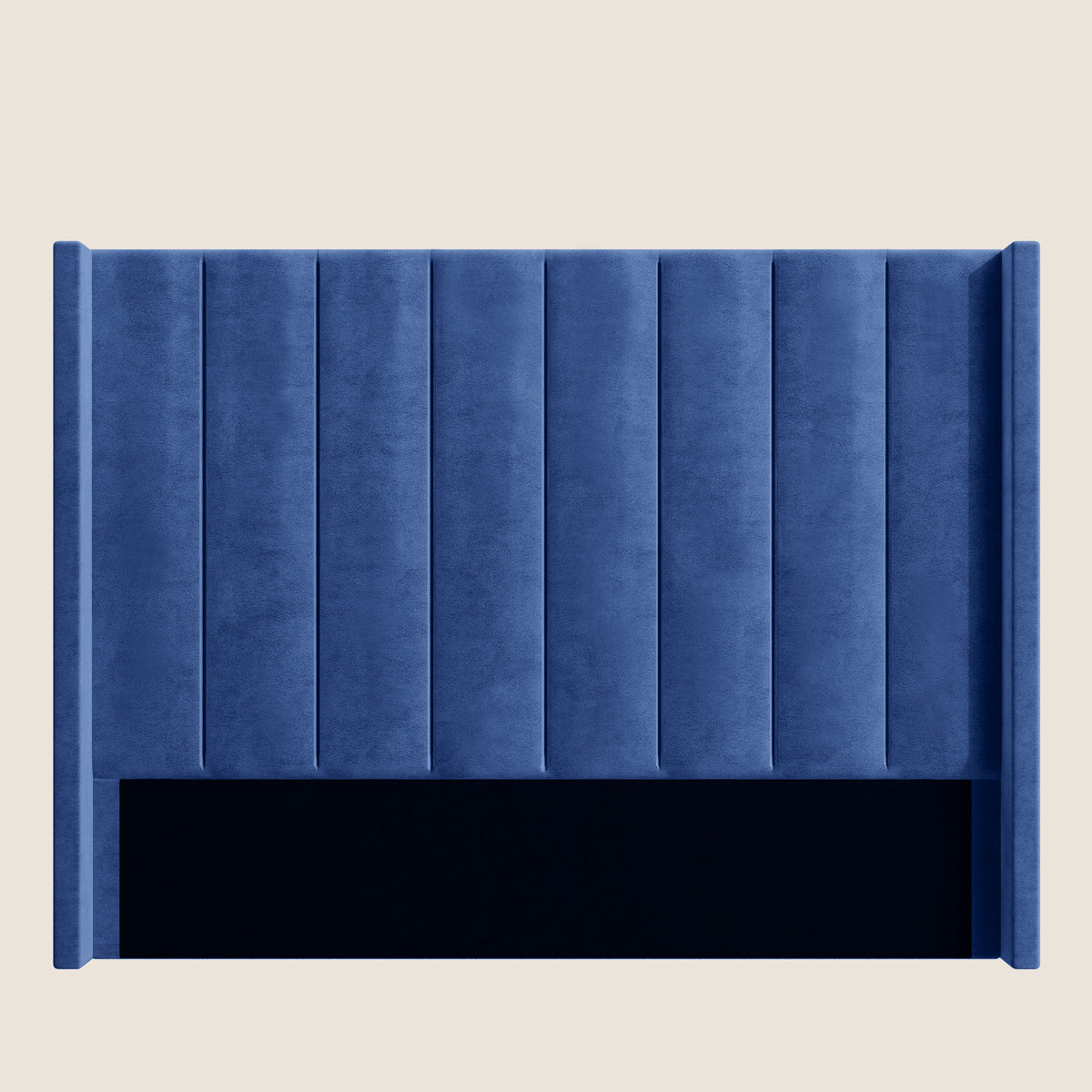 Emilie Upholstered Wing Bedhead Headboard (Navy Blue Velvet Fabric)