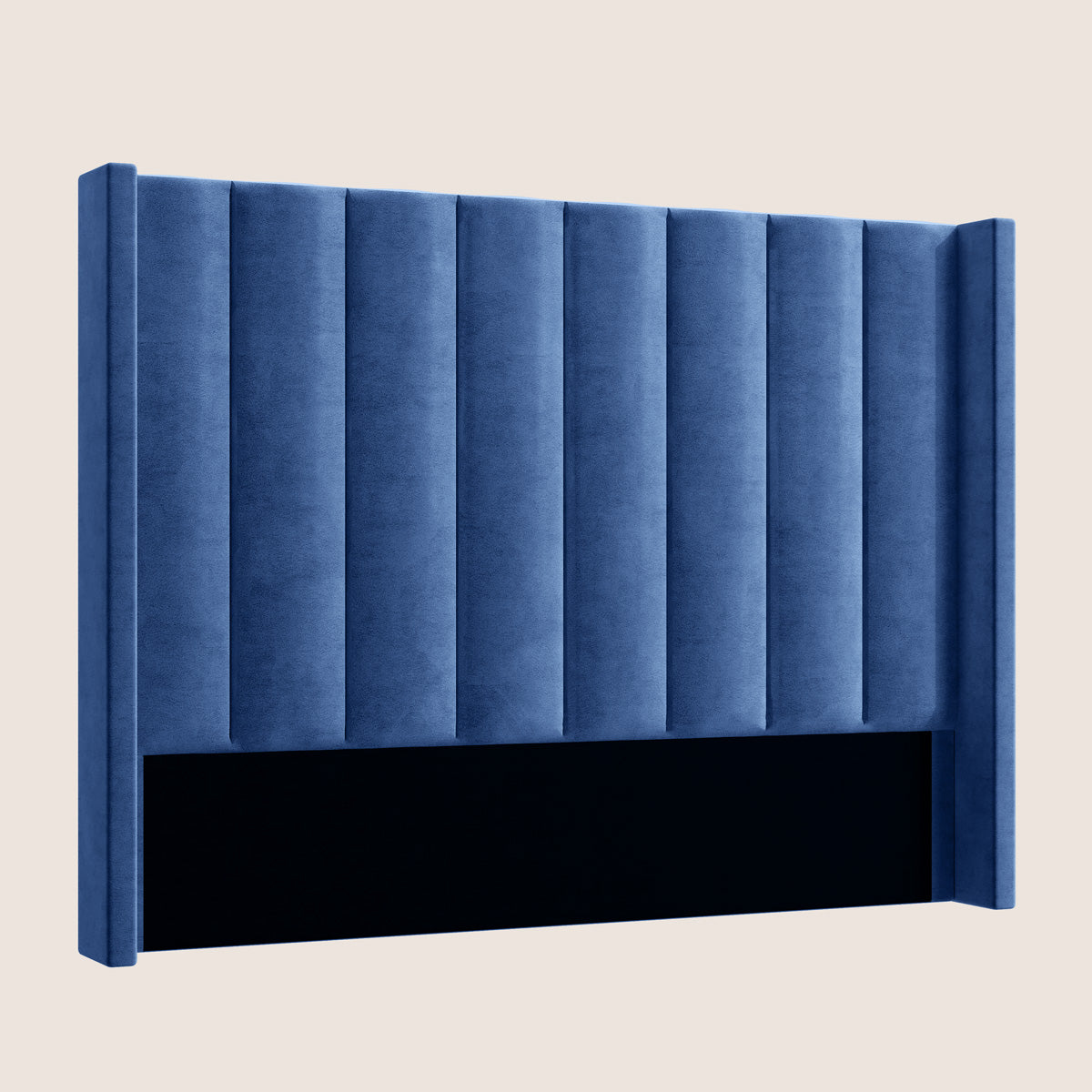 Emilie Upholstered Wing Bedhead Headboard (Navy Blue Velvet Fabric)