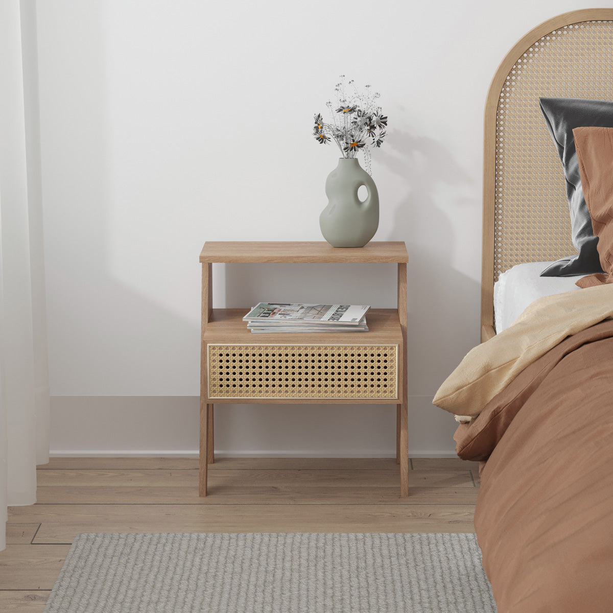 Rattan Cane Bedside Table (Dane Collection)