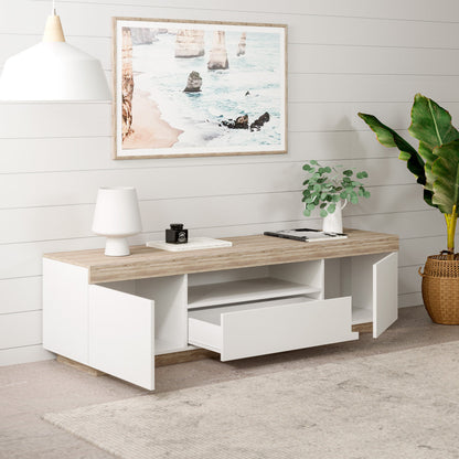 Coastal White Wooden TV Stand Cabinet Entertainment Unit (160cm Bondi)