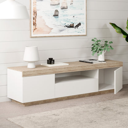 Coastal White Wooden TV Stand Cabinet Entertainment Unit (160cm Bondi)