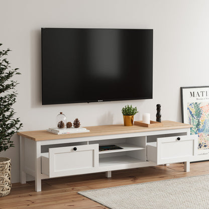 Country Farmhouse White TV Unit Entertainment Cabinet (160cm Rosedale)