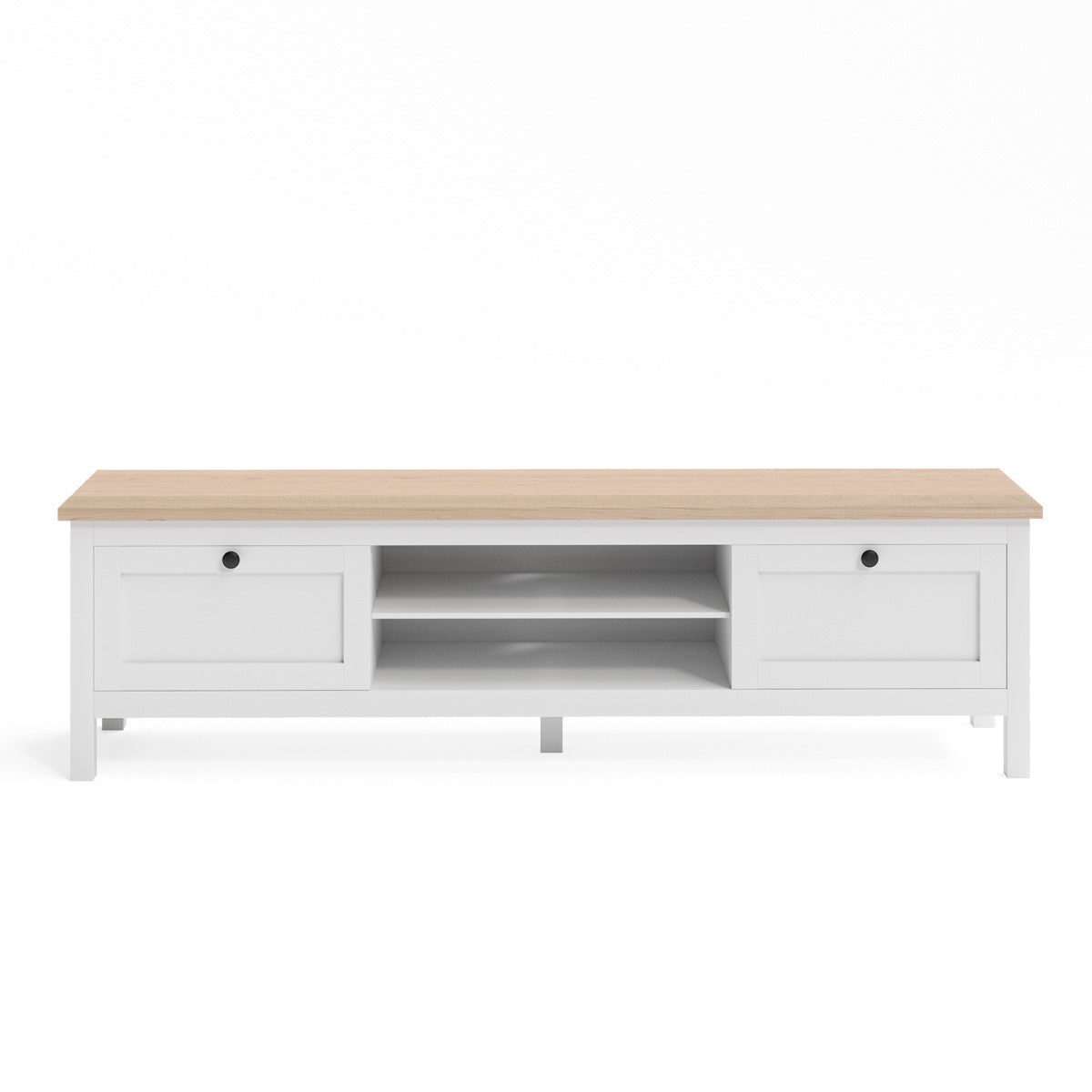 Country Farmhouse White TV Unit Entertainment Cabinet (160cm Rosedale)