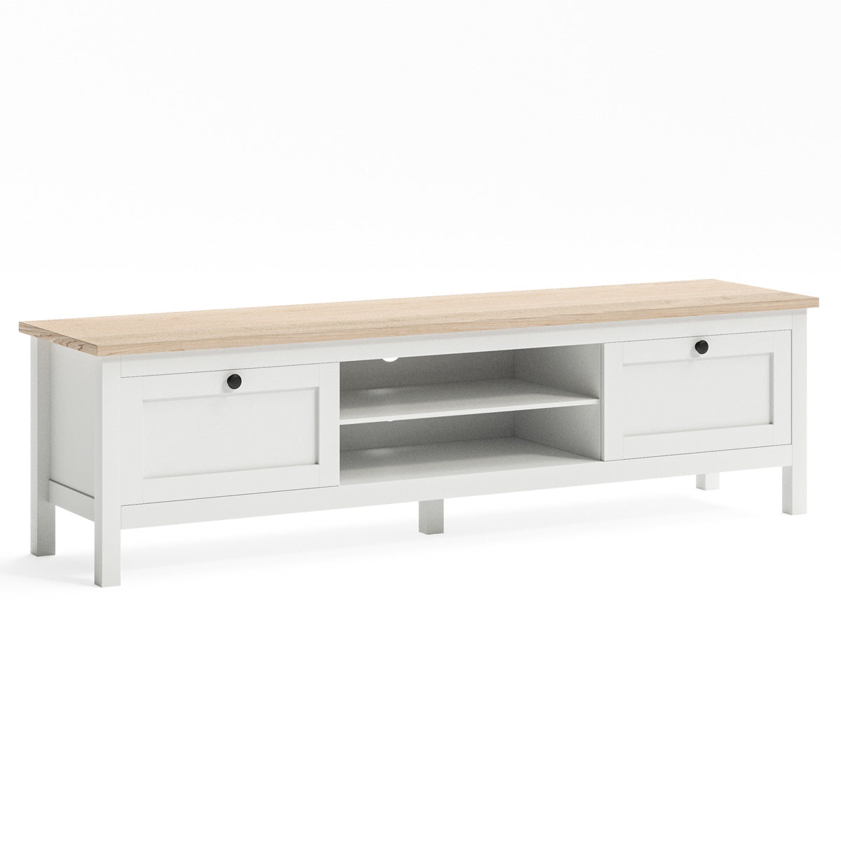 Country Farmhouse White TV Unit Entertainment Cabinet (160cm Rosedale)