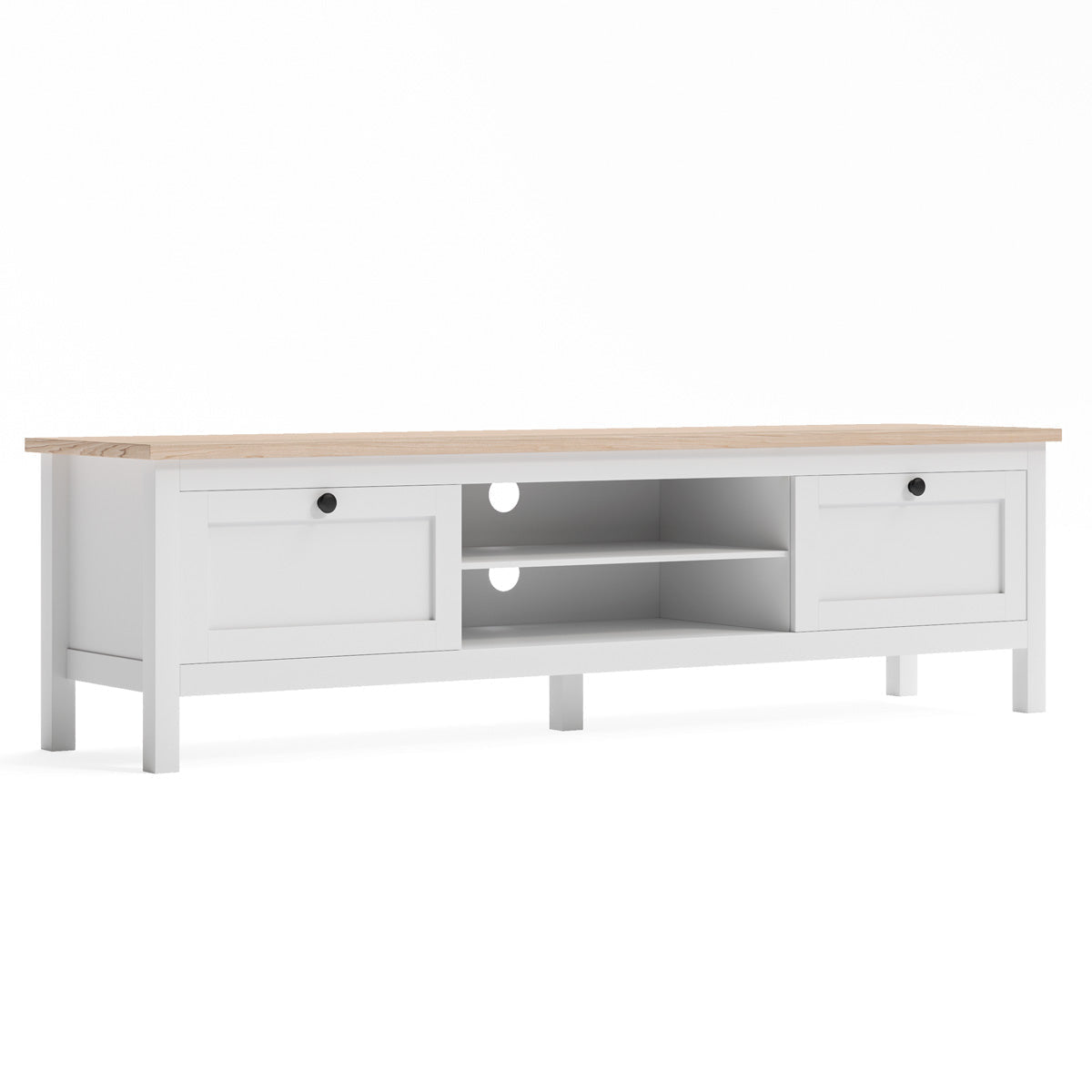 Country Farmhouse White TV Unit Entertainment Cabinet (160cm Rosedale)