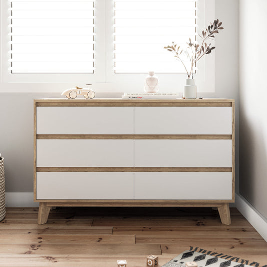 Six Drawer Wooden Dresser Lowboy Chest Unit (Kinfolk)