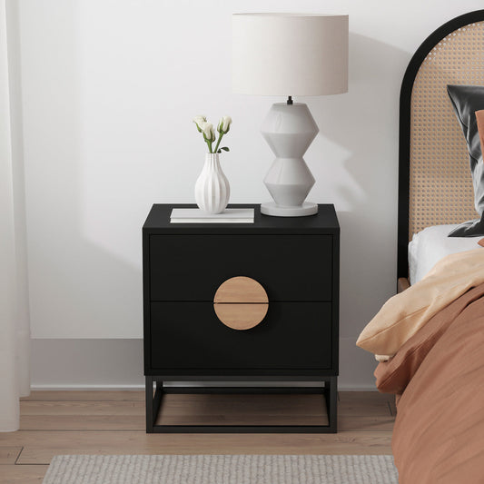 Black Wooden Bedside Table (Zodiac Collection)