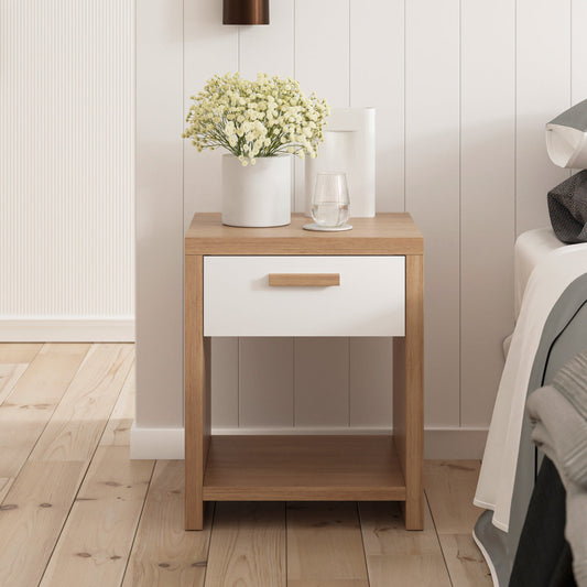 Oak Colour Wooden Bedside Table (Melody Collection)