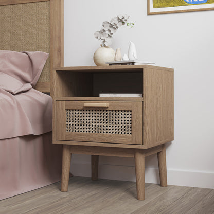 Rattan Bedside Table with Storage Drawer (Finn)