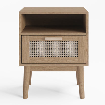 Rattan Bedside Table with Storage Drawer (Finn)