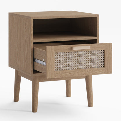 Rattan Bedside Table with Storage Drawer (Finn)