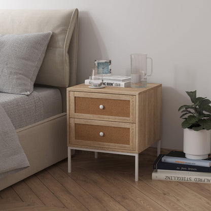 Rattan Cane Bedside Table with Drawers (Milo)