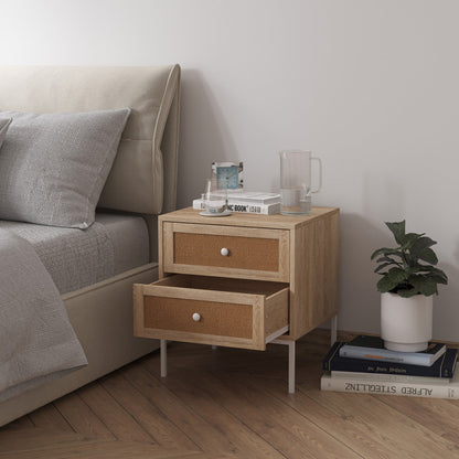 Rattan Cane Bedside Table with Drawers (Milo)