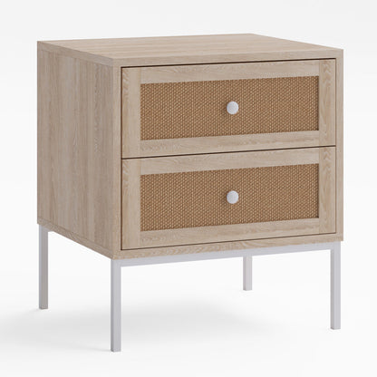 Rattan Cane Bedside Table with Drawers (Milo)