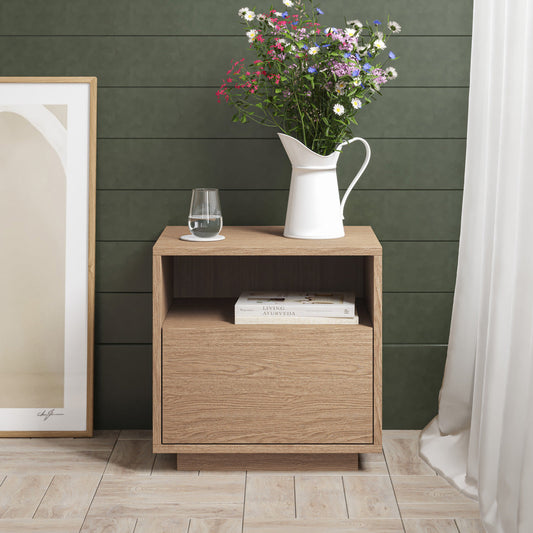 Bedside Table With Storage Drawer (Urban, Oak Colour)