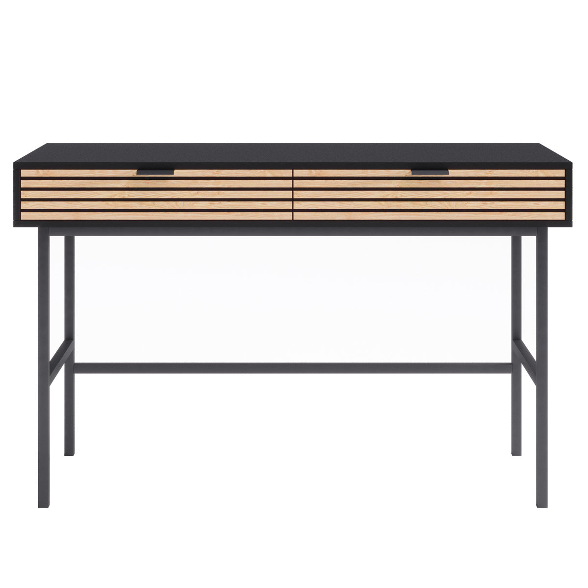 Black Study Desk Console Table with Slatted Drawers (Zen Collection)